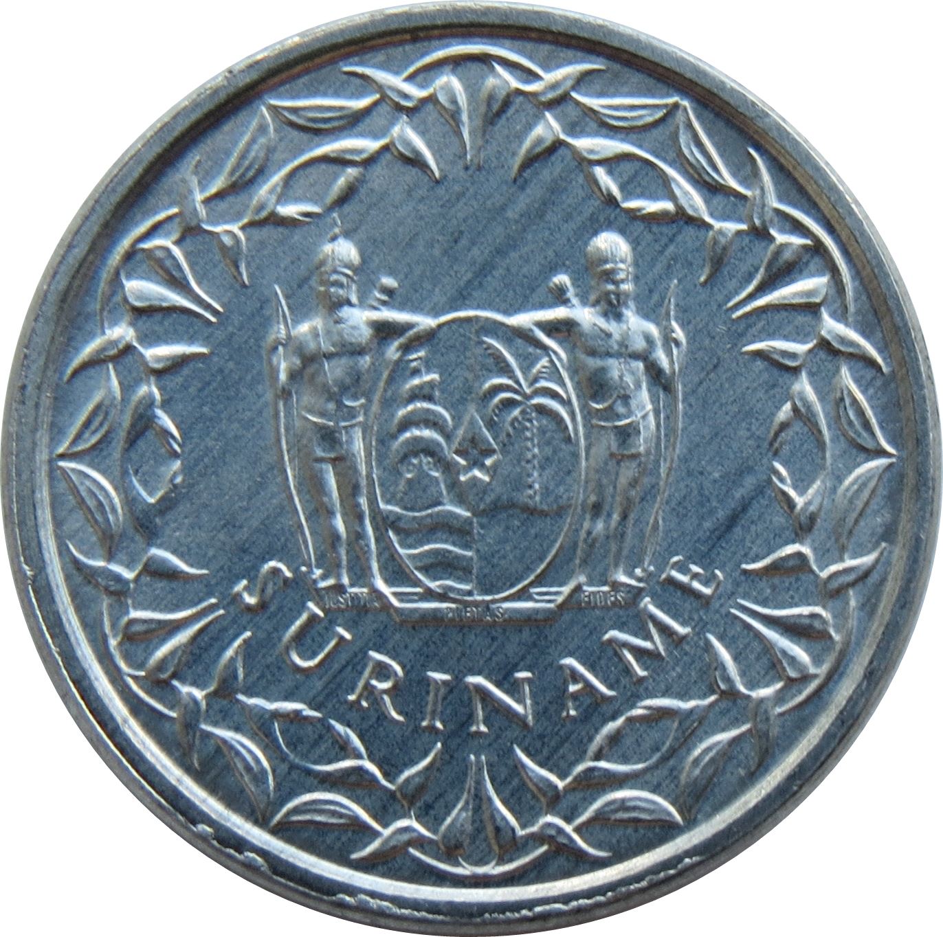Suriname | 1 Cent Coin | Natives | Wreath | Km:11A | 1974 - 1986
