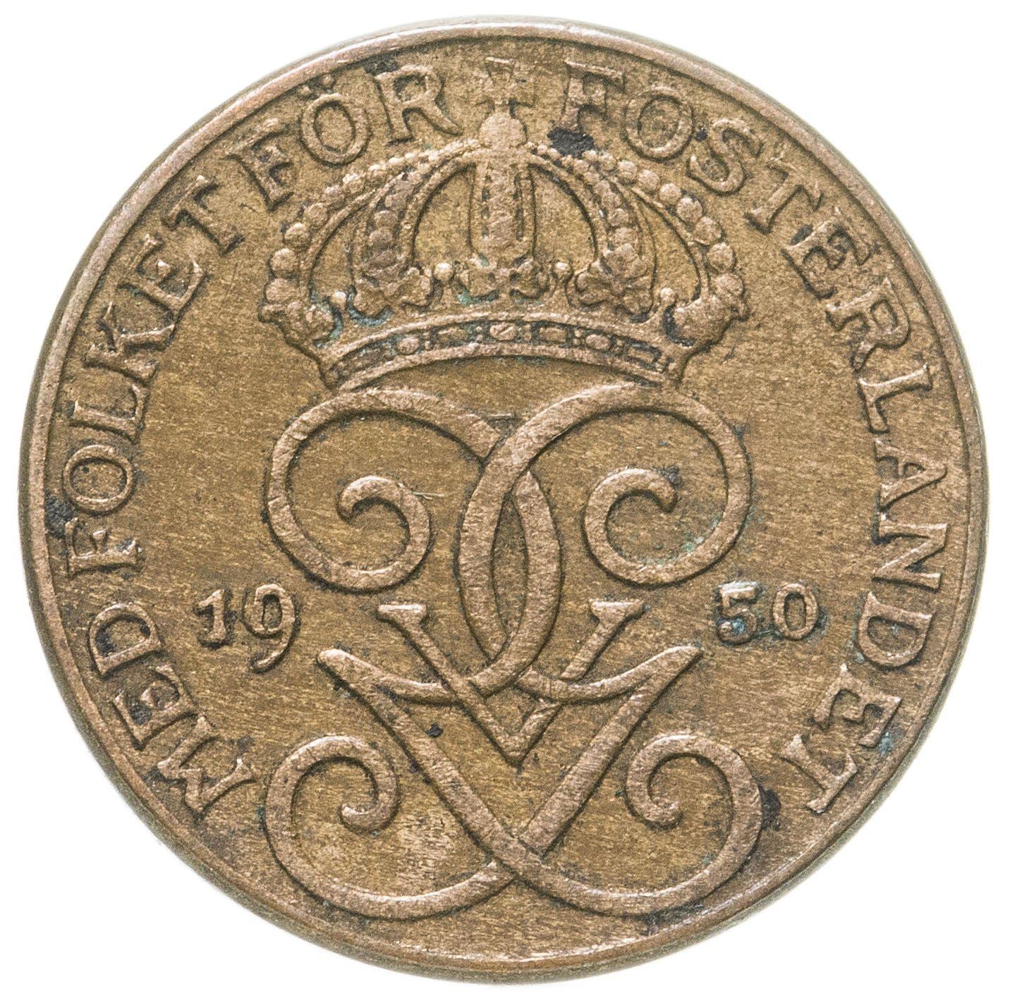 Swedish 1 Ore Coin | King Gustaf V | Sweden | 1910 - 1950