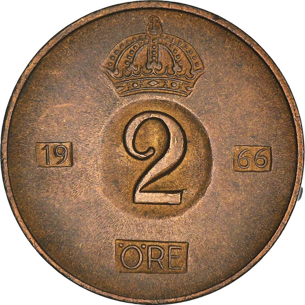 Swedish Coin 2 Öre | Gustaf VI Adolf | Crown | Sweden | 1952 - 1971
