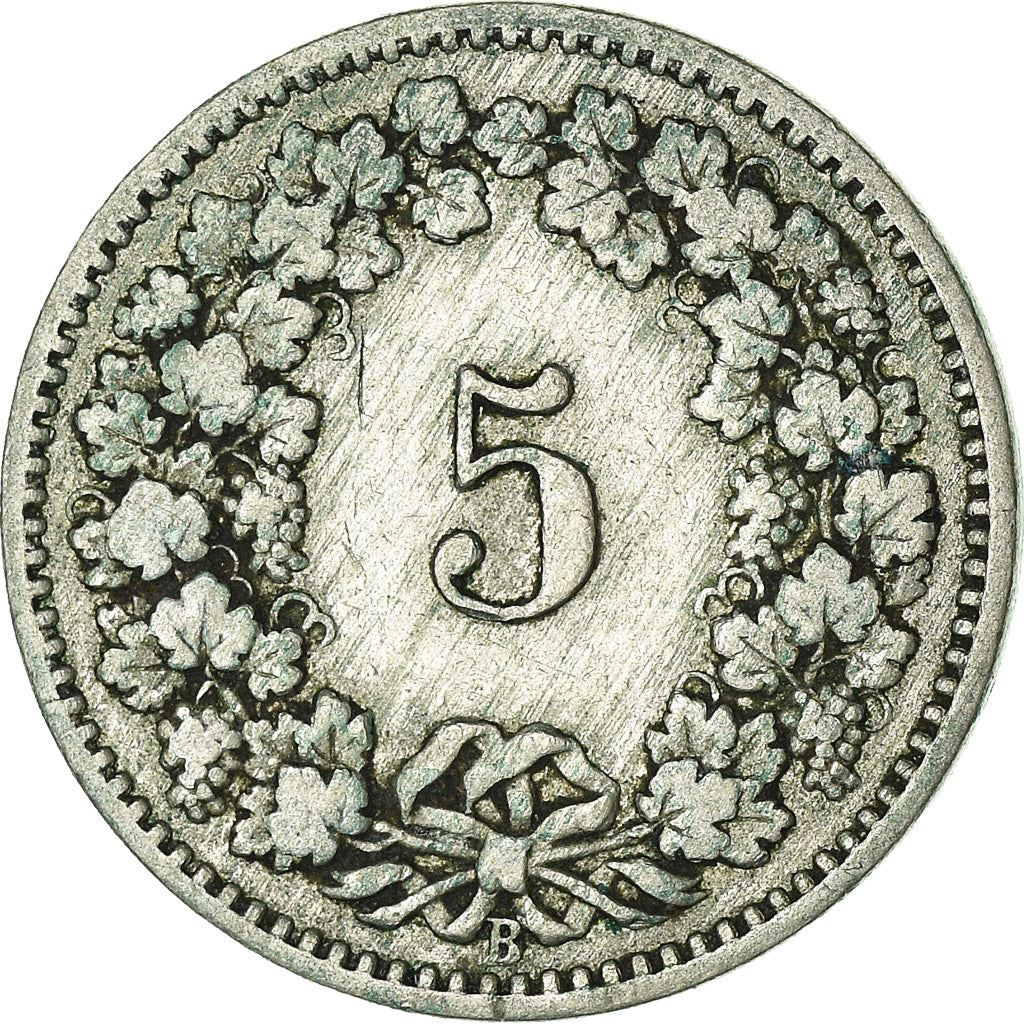 Switzerland Coin Swiss 5 Rappen | Goddess of Liberty Libertas | KM26 | 1879 - 1980