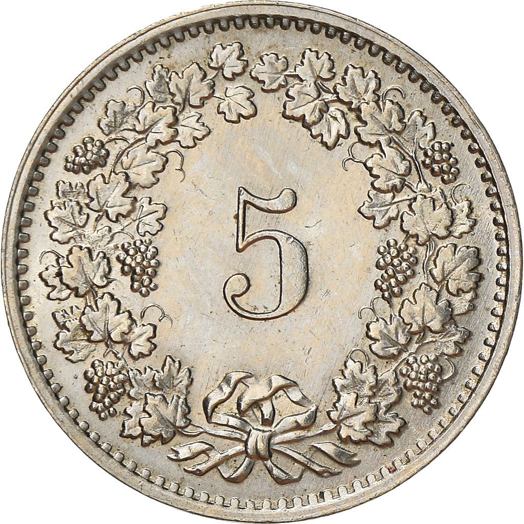 Switzerland Coin Swiss 5 Rappen | Goddess of Liberty Libertas | KM26 | 1879 - 1980