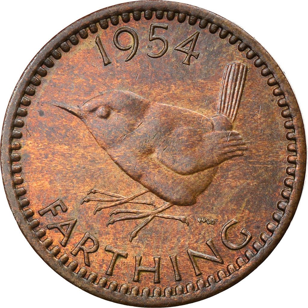 United Kingdom | 1 Farthing Coin | Eurasian wren | KM:895 | 1954 - 1956