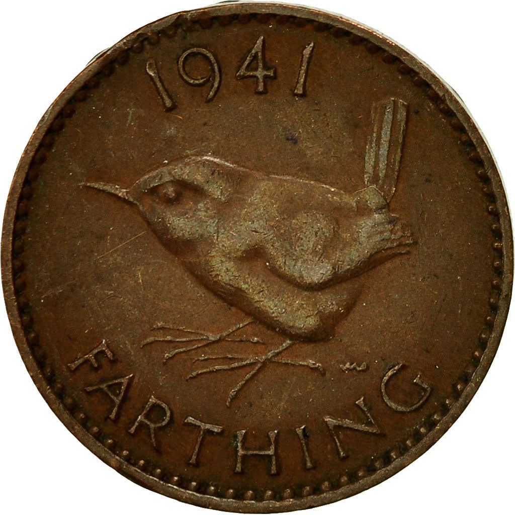 United Kingdom | 1 Farthing Coin | Eurasian wren | KM:843 | 1937 - 1948