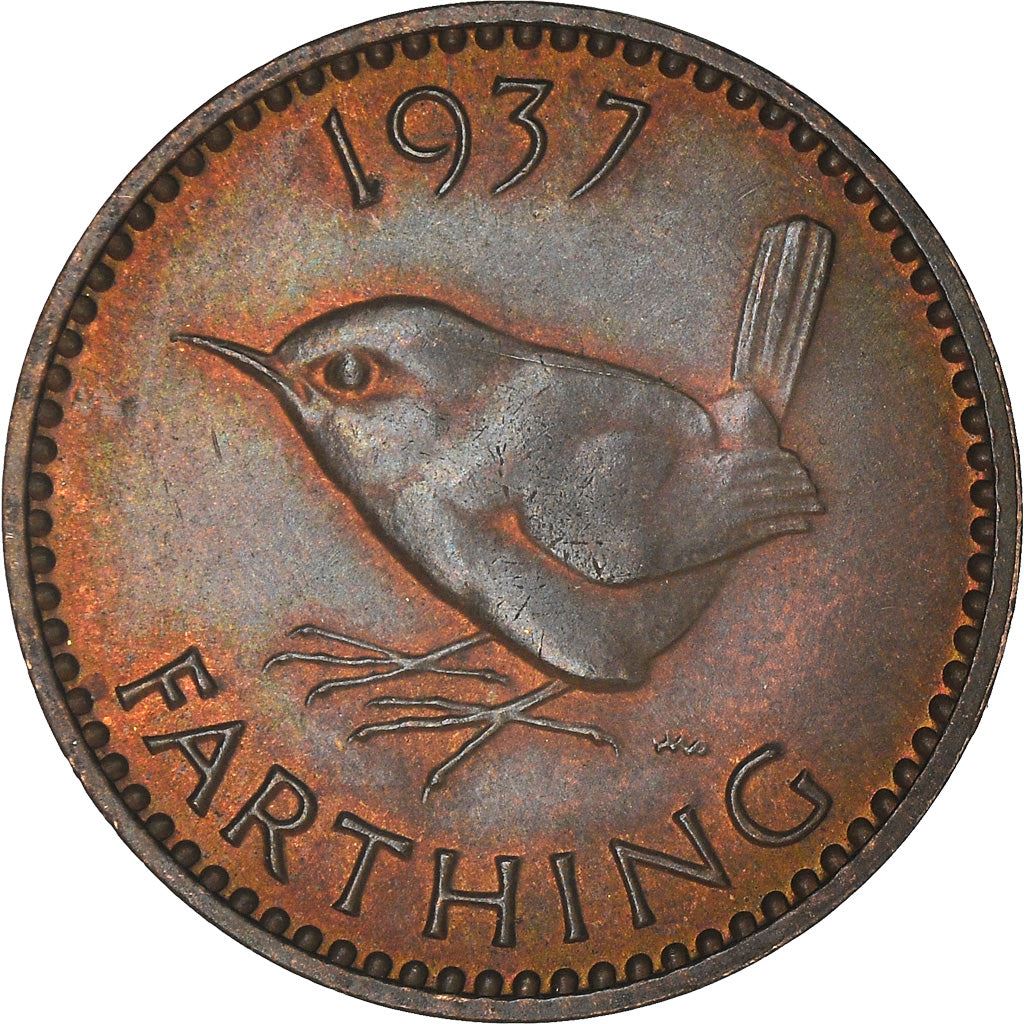 United Kingdom | 1 Farthing Coin | Eurasian wren | KM:843 | 1937 - 1948