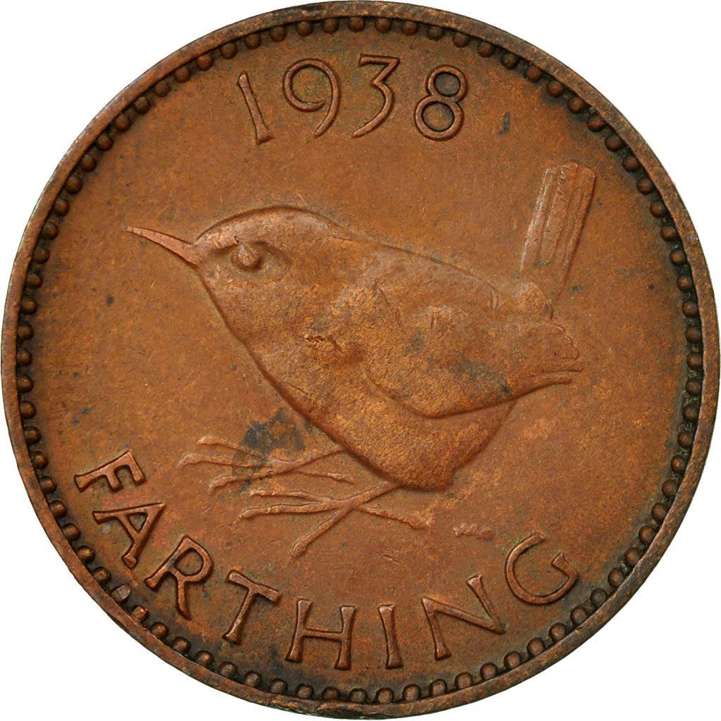 United Kingdom | 1 Farthing Coin | Eurasian wren | KM:843 | 1937 - 1948