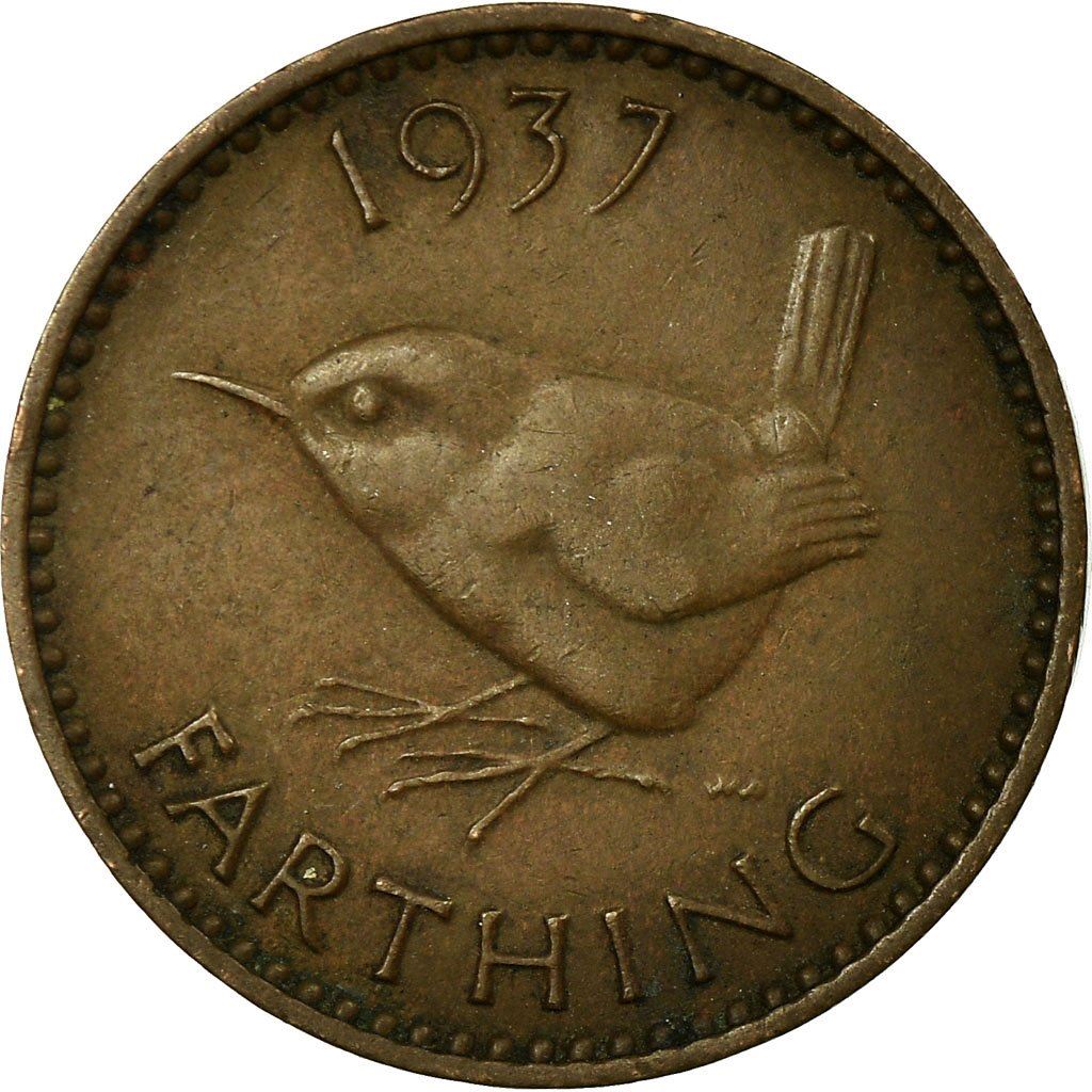 United Kingdom | 1 Farthing Coin | Eurasian wren | KM:843 | 1937 - 1948