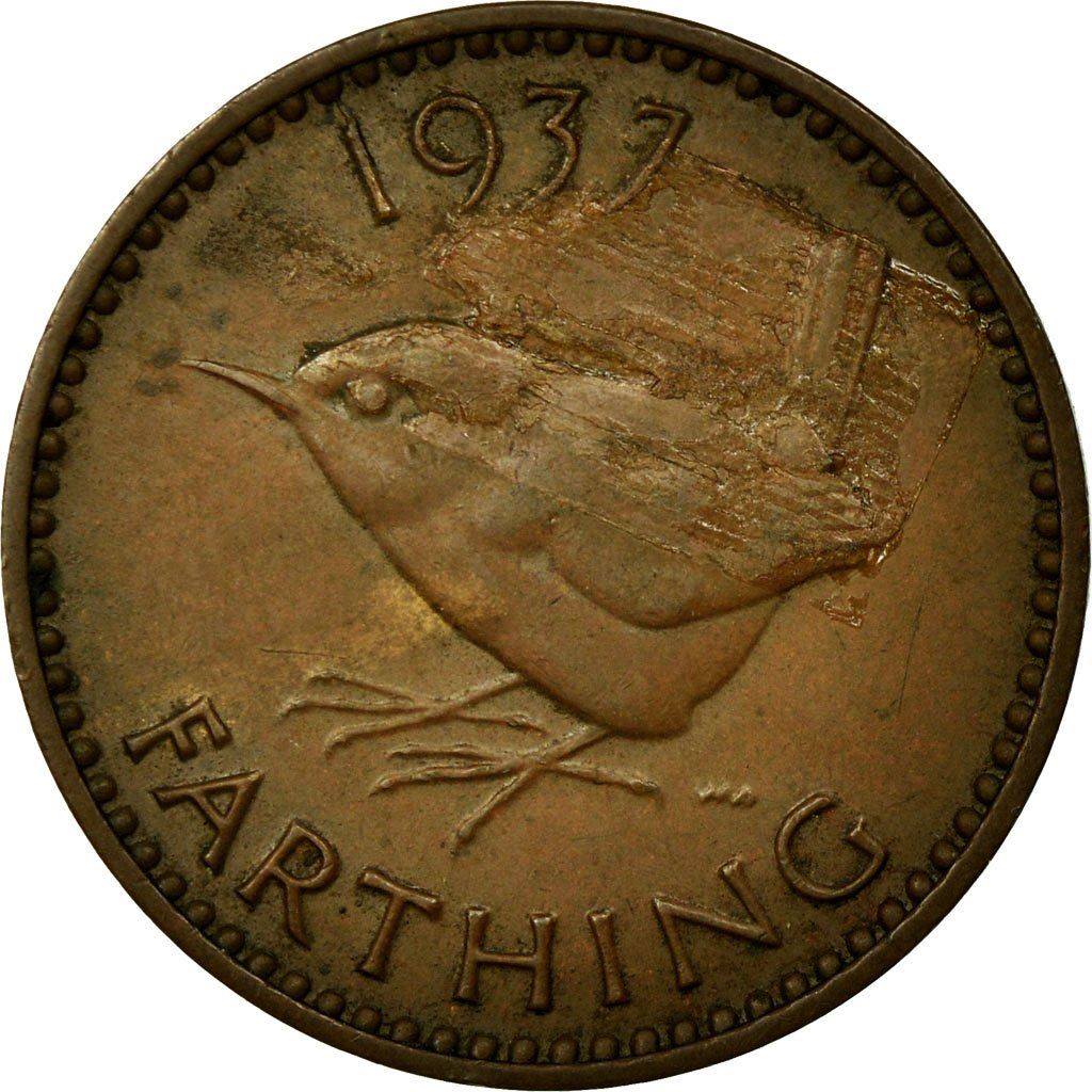 United Kingdom | 1 Farthing Coin | Eurasian wren | KM:843 | 1937 - 1948