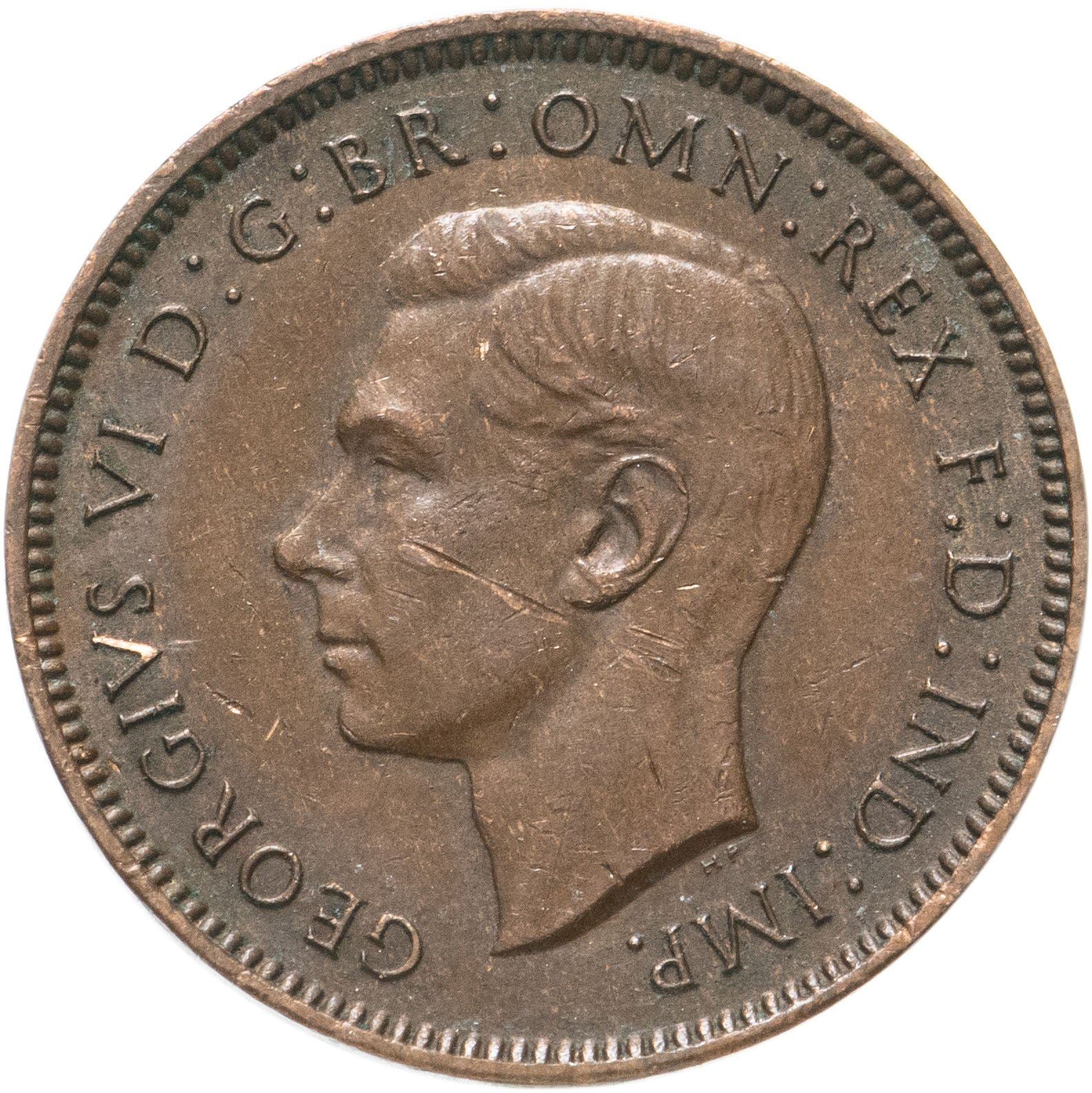 United Kingdom | 1 Farthing Coin | Eurasian wren | KM:843 | 1937 - 1948