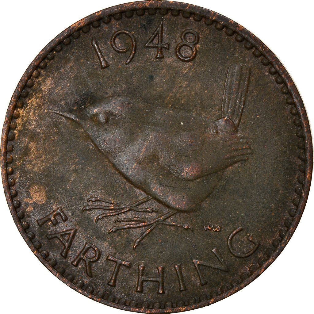 United Kingdom | 1 Farthing Coin | Eurasian wren | KM:843 | 1937 - 1948