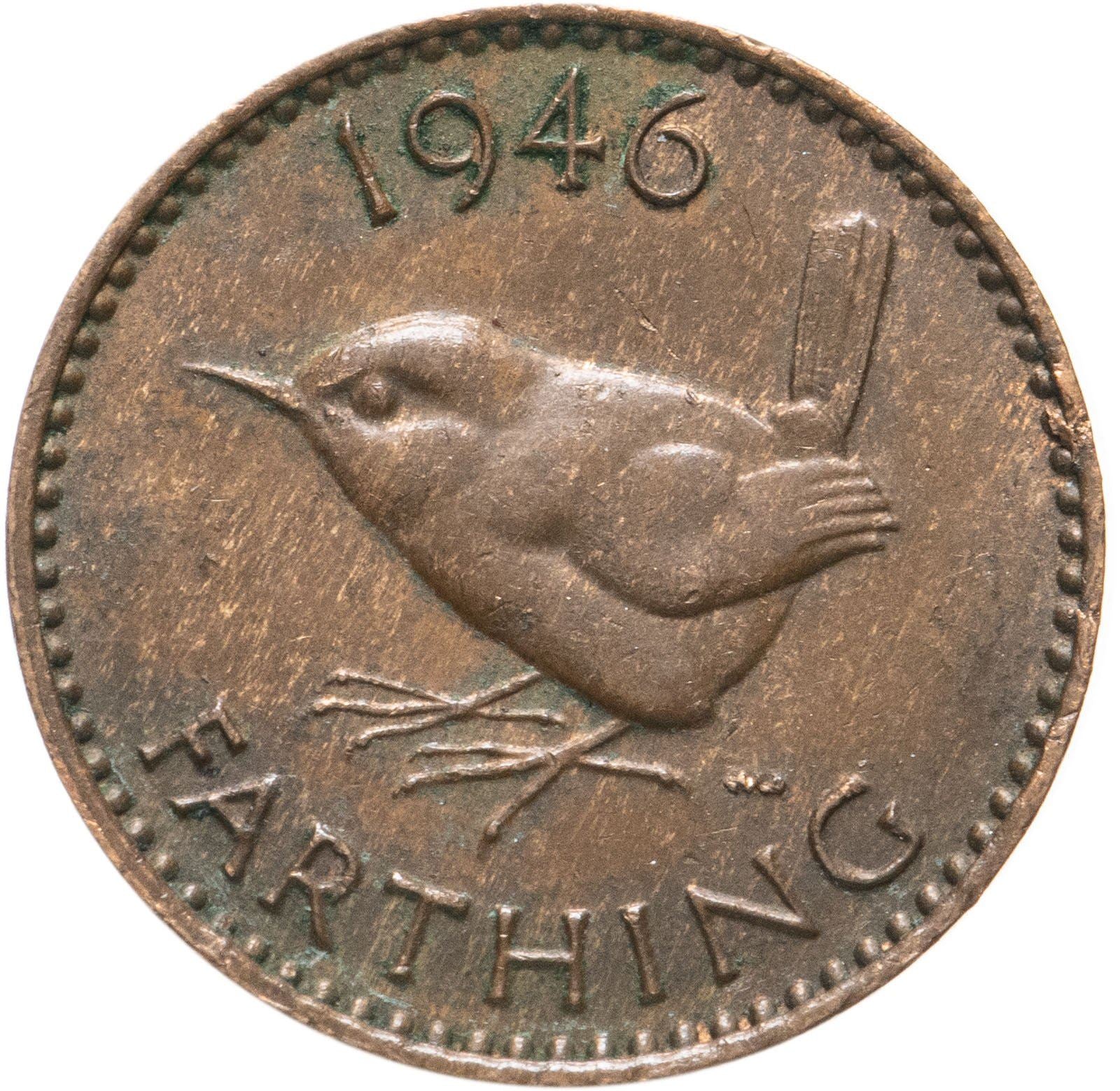United Kingdom | 1 Farthing Coin | Eurasian wren | KM:843 | 1937 - 1948