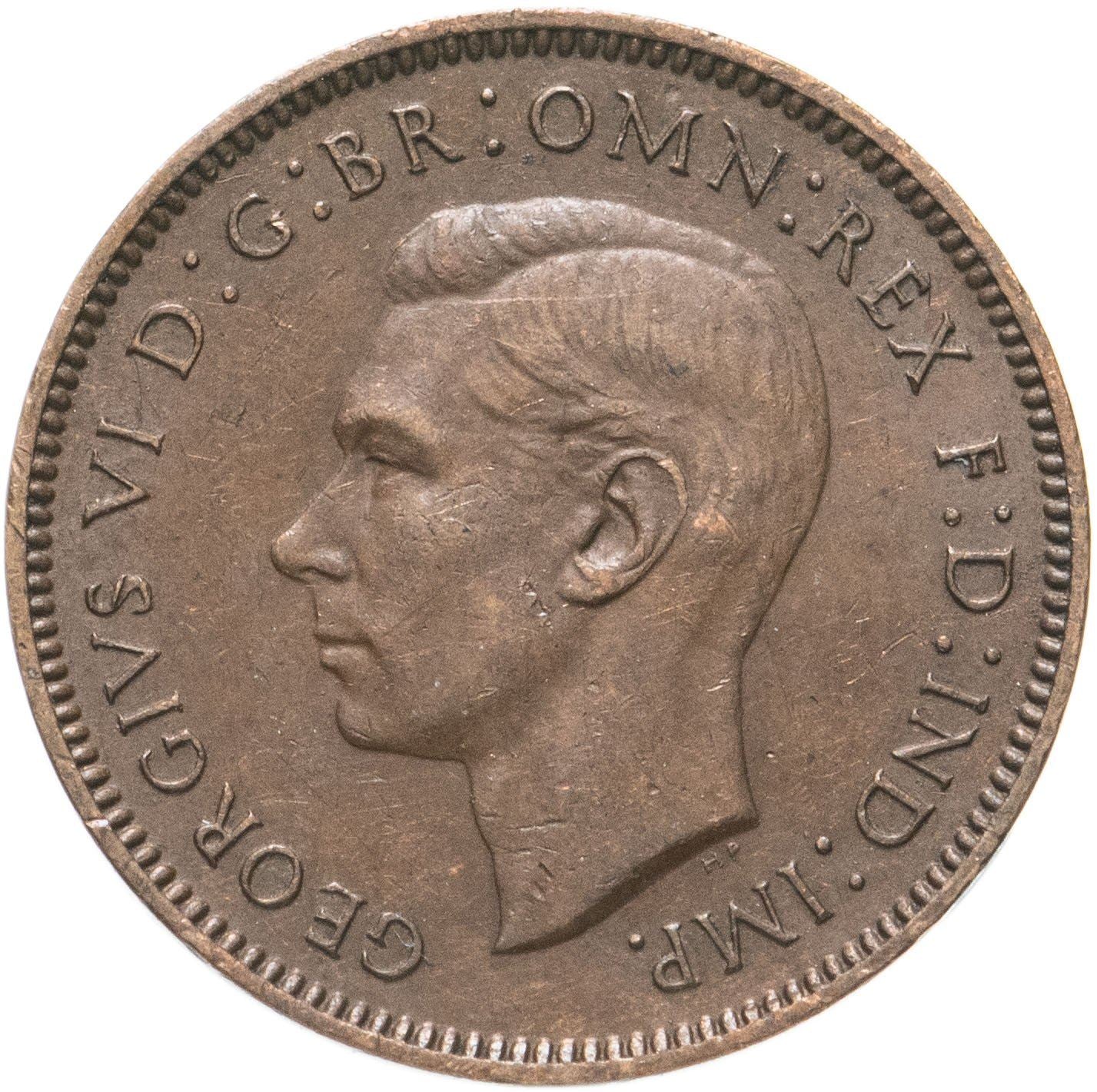 United Kingdom | 1 Farthing Coin | Eurasian wren | KM:843 | 1937 - 1948