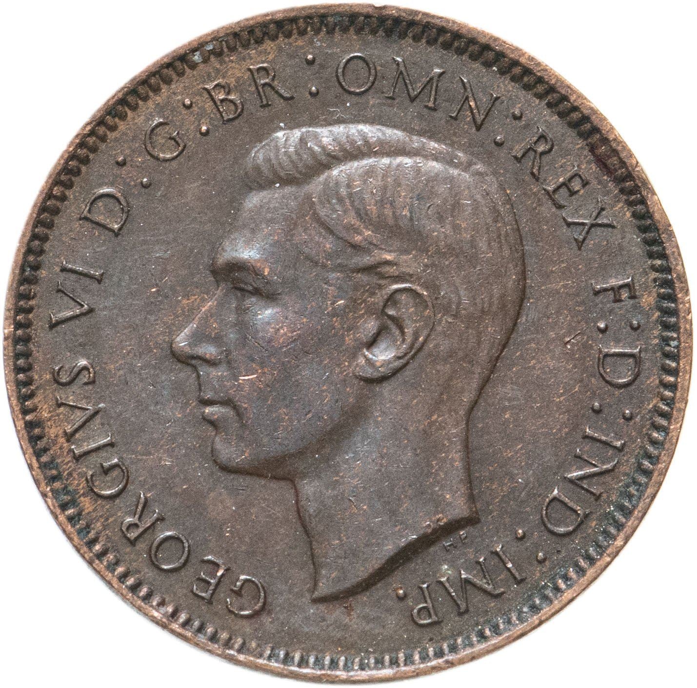 United Kingdom | 1 Farthing Coin | Eurasian wren | KM:843 | 1937 - 1948