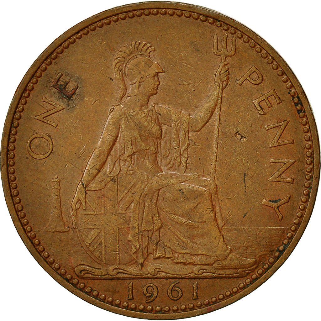 United Kingdom | 1 Penny Coin | Britannia | KM:897 | 1954 - 1970