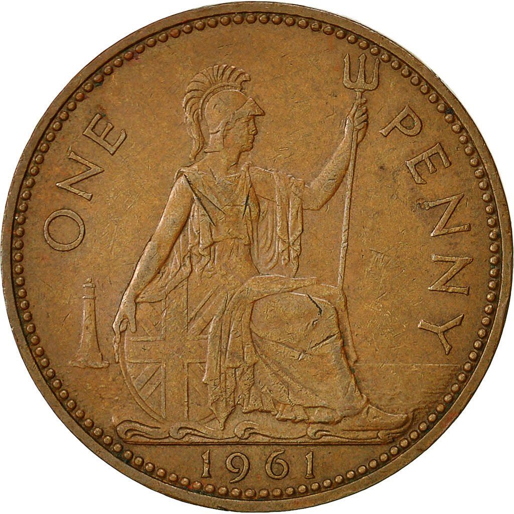 United Kingdom | 1 Penny Coin | Britannia | KM:897 | 1954 - 1970