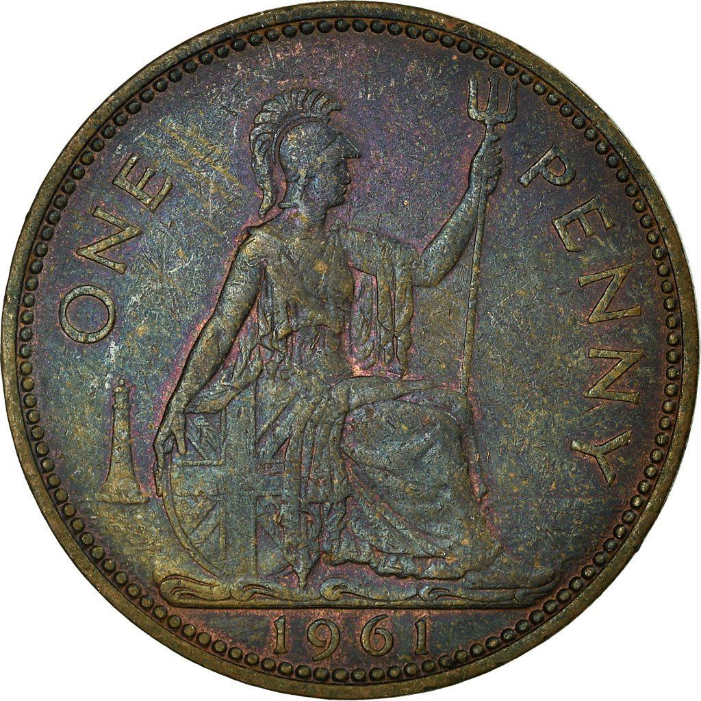 United Kingdom | 1 Penny Coin | Britannia | KM:897 | 1954 - 1970