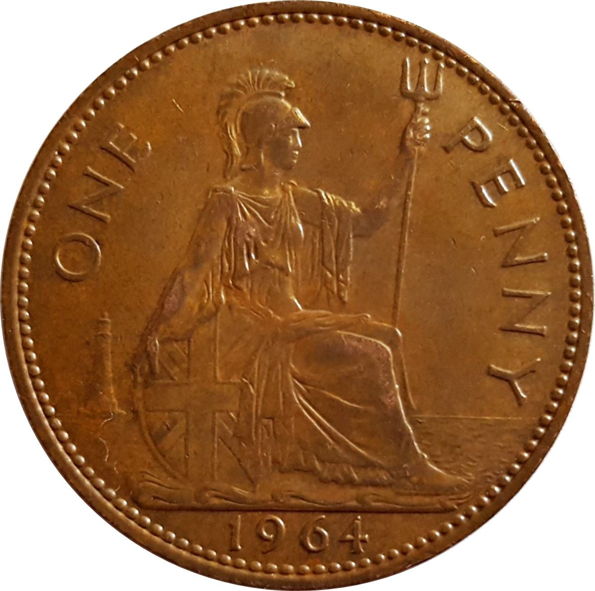 United Kingdom | 1 Penny Coin | Britannia | KM:897 | 1954 - 1970