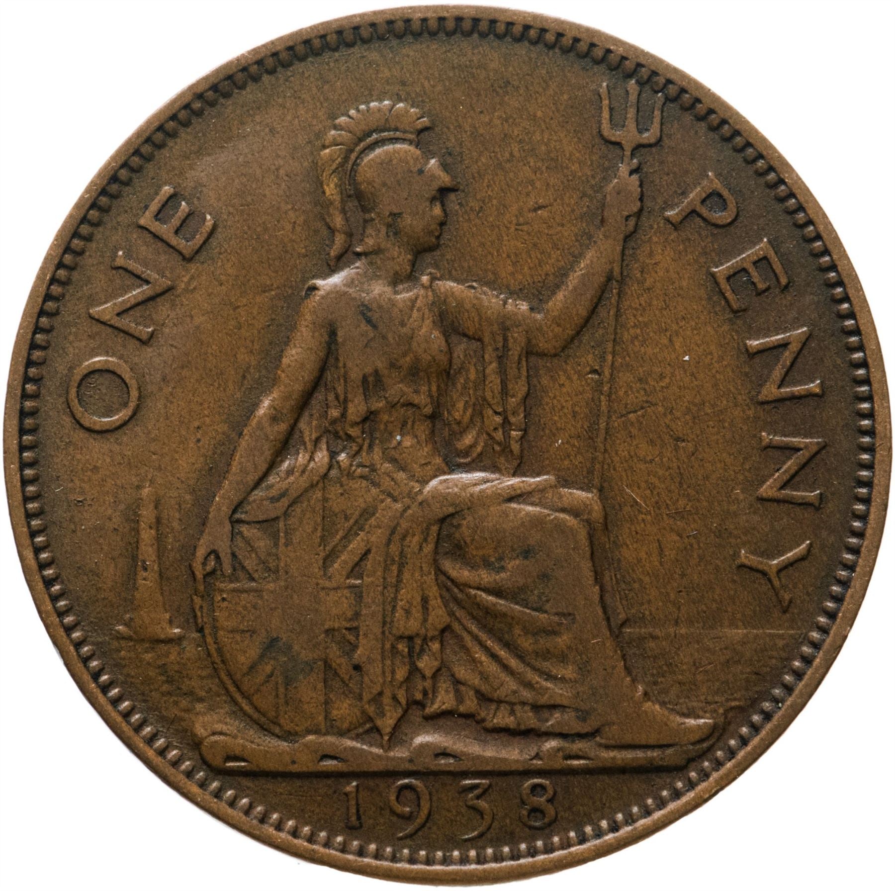 United Kingdom | 1 Penny Coin | Britannia | KM:845 | 1937 - 1948