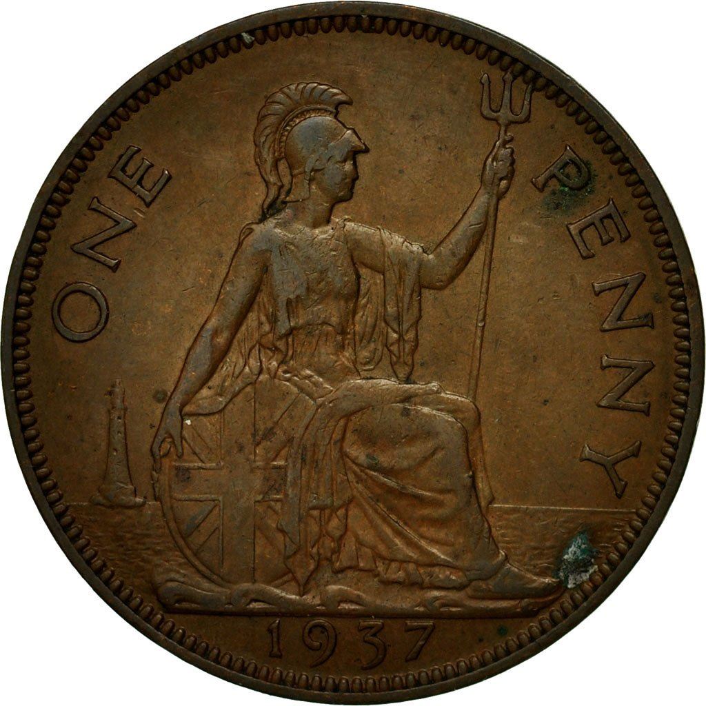United Kingdom | 1 Penny Coin | Britannia | KM:845 | 1937 - 1948