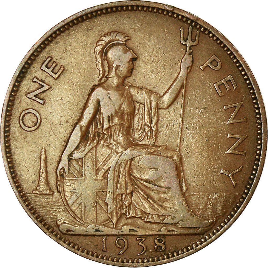 United Kingdom | 1 Penny Coin | Britannia | KM:845 | 1937 - 1948