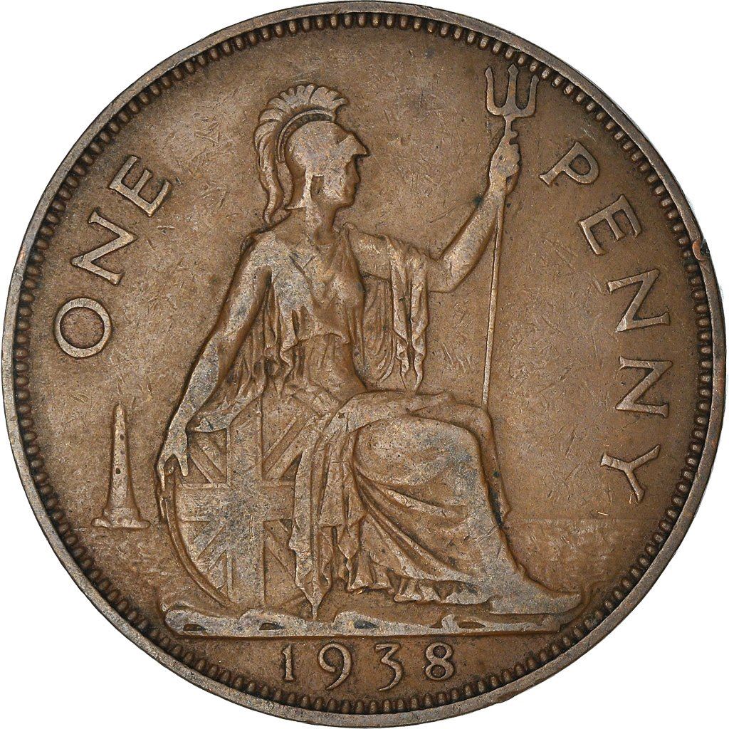 United Kingdom | 1 Penny Coin | Britannia | KM:845 | 1937 - 1948