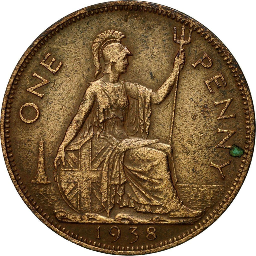 United Kingdom | 1 Penny Coin | Britannia | KM:845 | 1937 - 1948