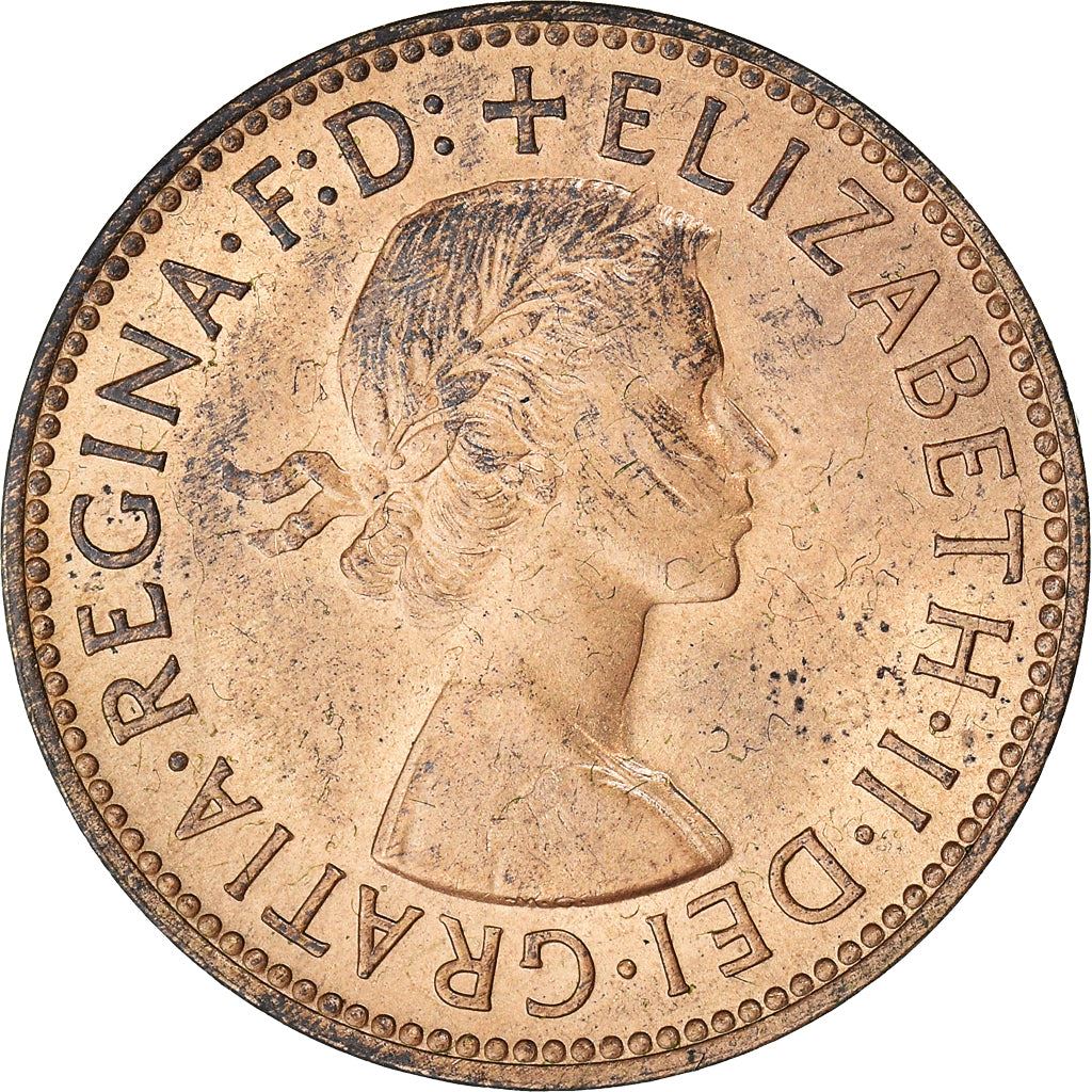 United Kingdom | 1/2 Penny Coin | Three-masted ship | KM:896 | 1954 - 1970