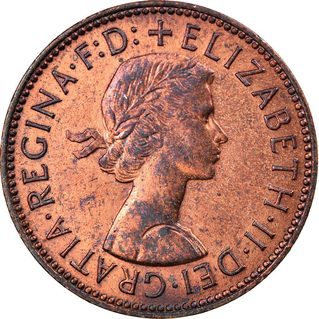 United Kingdom | 1/2 Penny Coin | Three-masted ship | KM:896 | 1954 - 1970