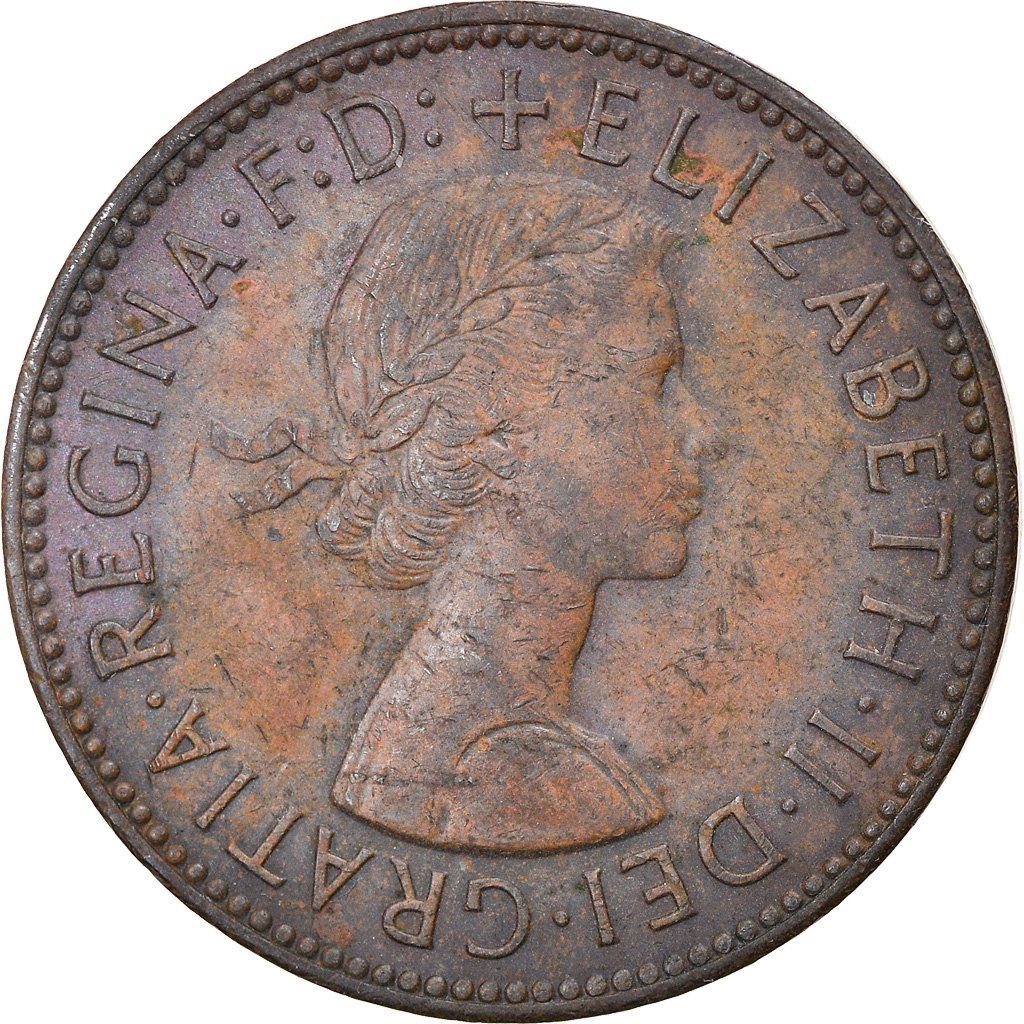 United Kingdom | 1/2 Penny Coin | Three-masted ship | KM:896 | 1954 - 1970