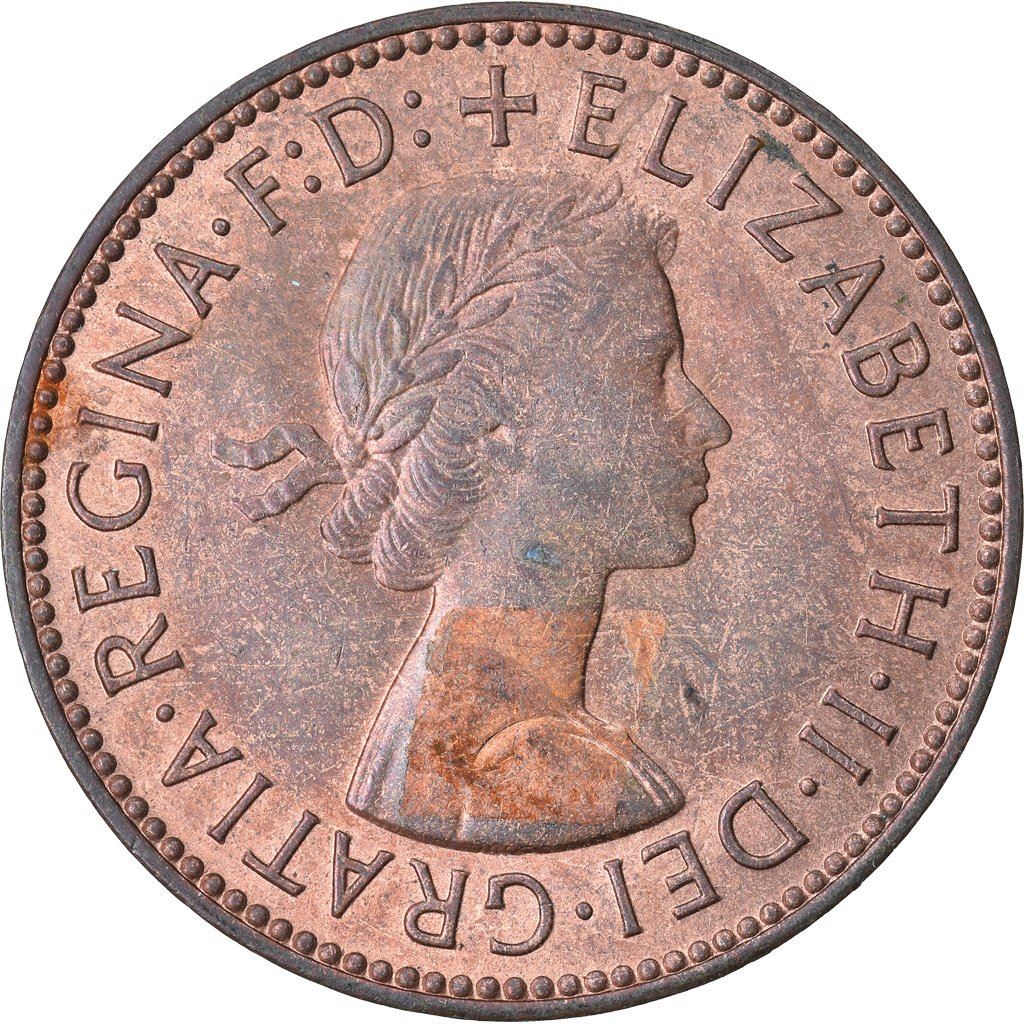 United Kingdom | 1/2 Penny Coin | Three-masted ship | KM:896 | 1954 - 1970