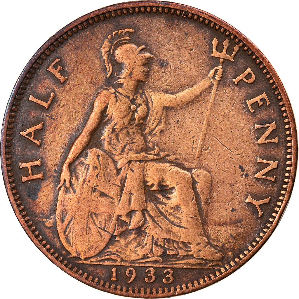 United Kingdom | 1/2 Penny Coin | George V | KM:837 | 1928 - 1936