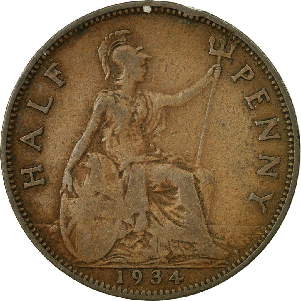 United Kingdom | 1/2 Penny Coin | George V | KM:837 | 1928 - 1936