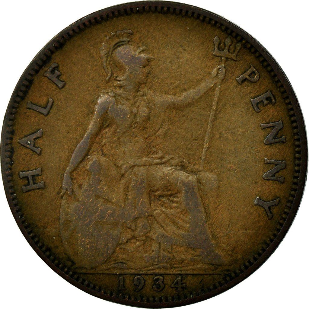 United Kingdom | 1/2 Penny Coin | George V | KM:837 | 1928 - 1936