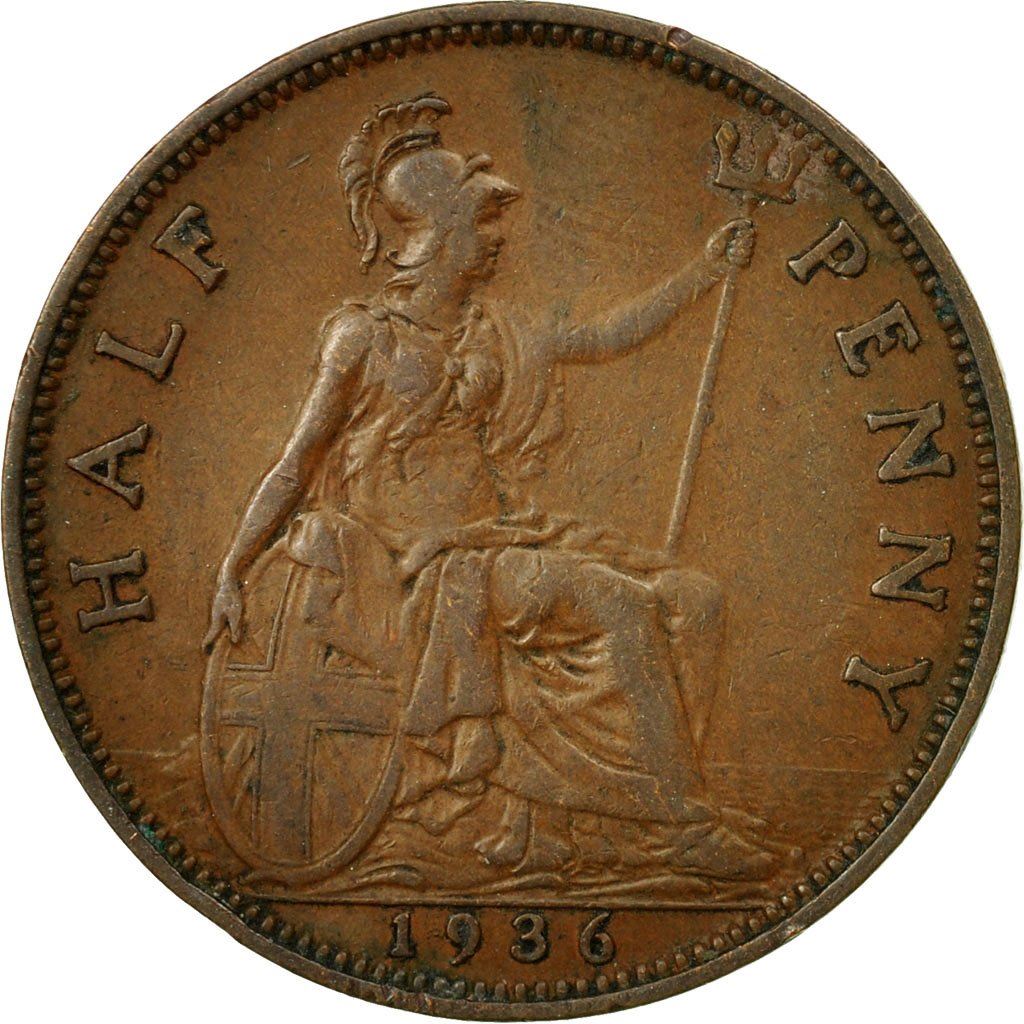 United Kingdom | 1/2 Penny Coin | George V | KM:837 | 1928 - 1936