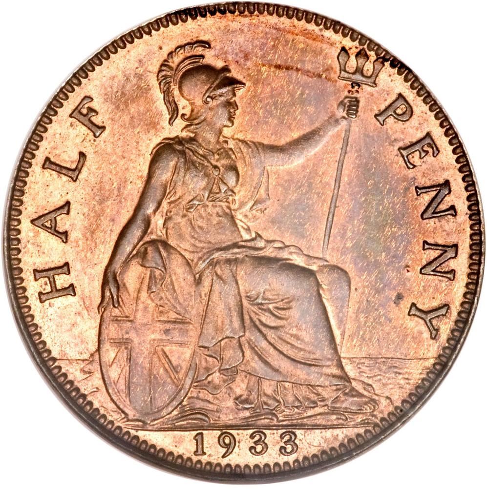 United Kingdom | 1/2 Penny Coin | George V | KM:837 | 1928 - 1936