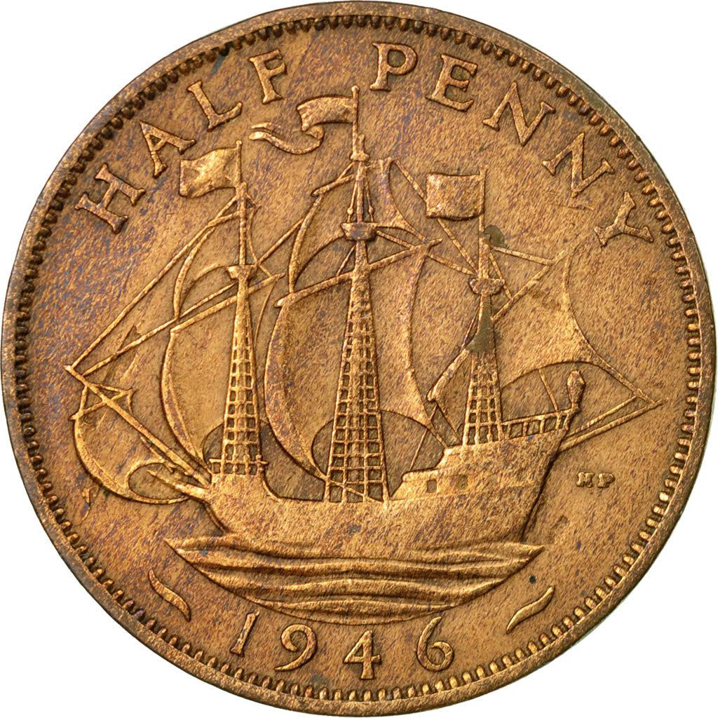 United Kingdom | 1/2 Penny Coin | George VI | KM:844 | 1937 - 1948