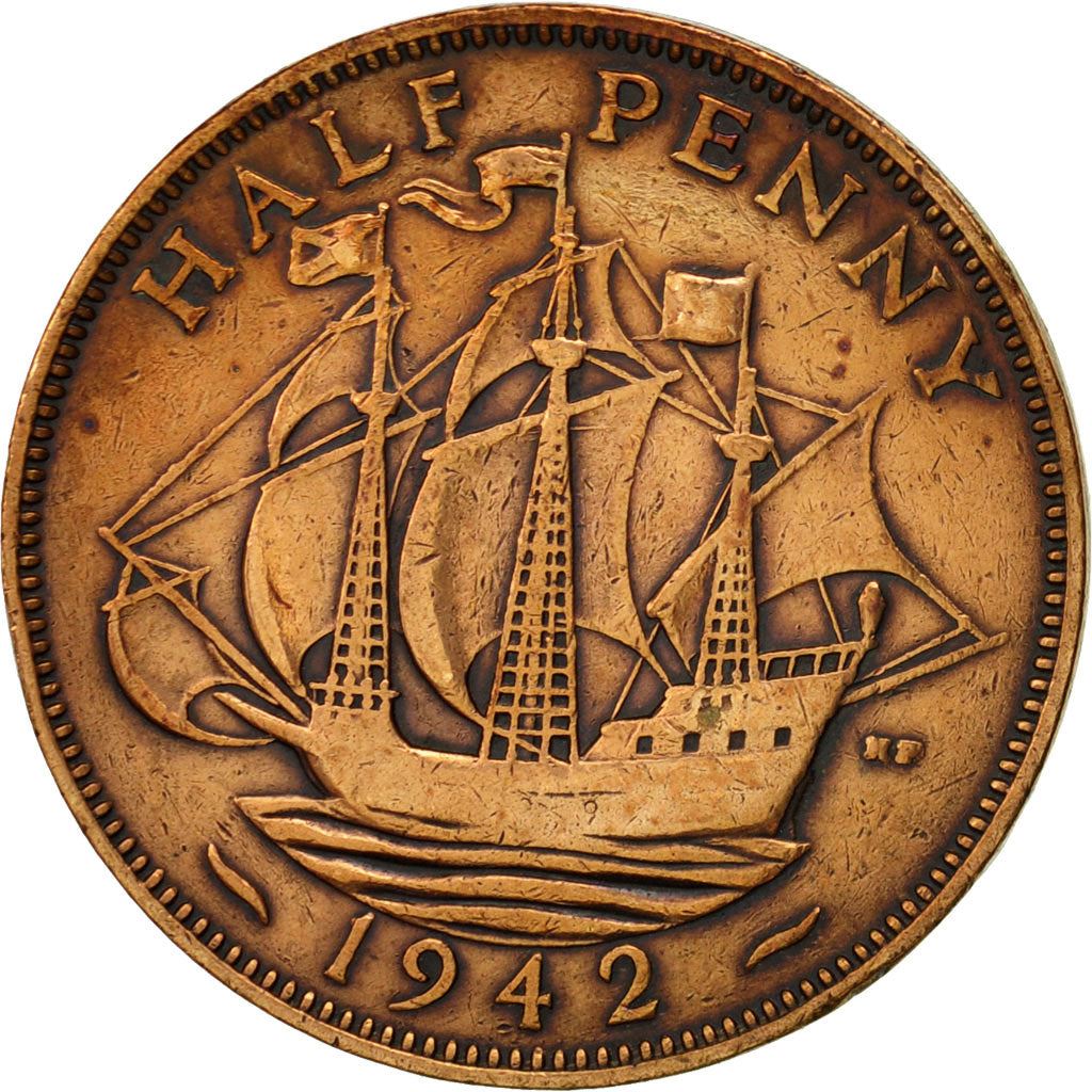 United Kingdom | 1/2 Penny Coin | George VI | KM:844 | 1937 - 1948