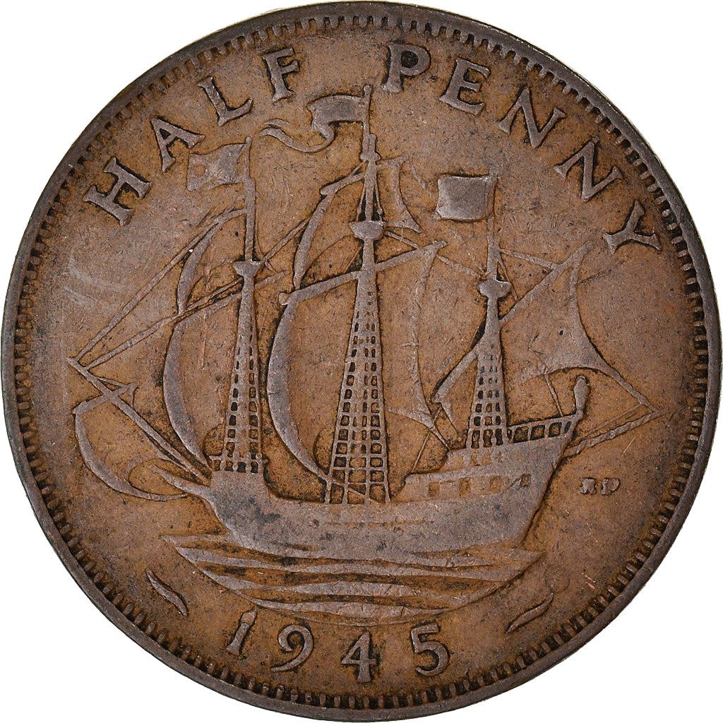 United Kingdom | 1/2 Penny Coin | George VI | KM:844 | 1937 - 1948