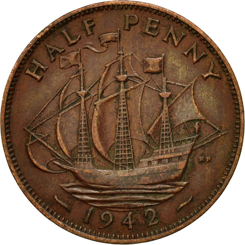 United Kingdom | 1/2 Penny Coin | George VI | KM:844 | 1937 - 1948