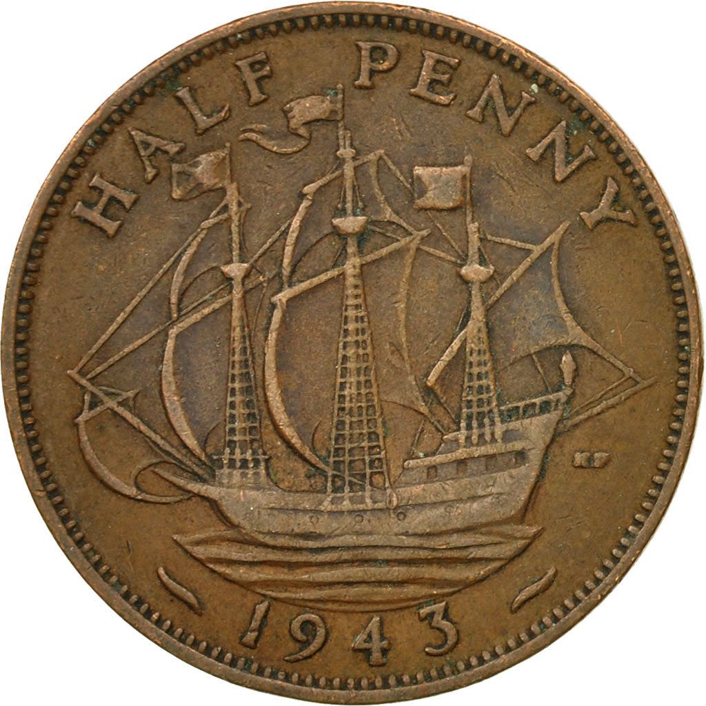 United Kingdom | 1/2 Penny Coin | George VI | KM:844 | 1937 - 1948
