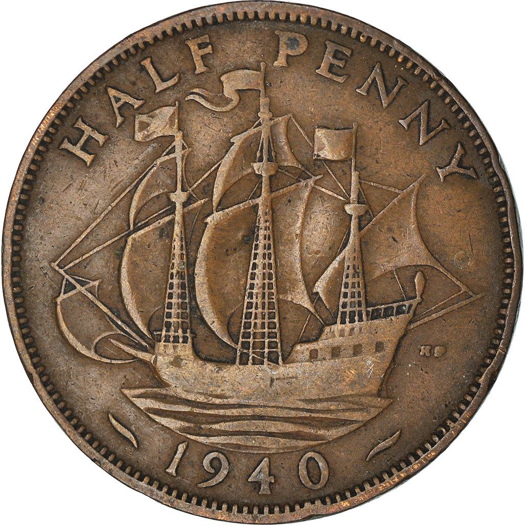 United Kingdom | 1/2 Penny Coin | George VI | KM:844 | 1937 - 1948