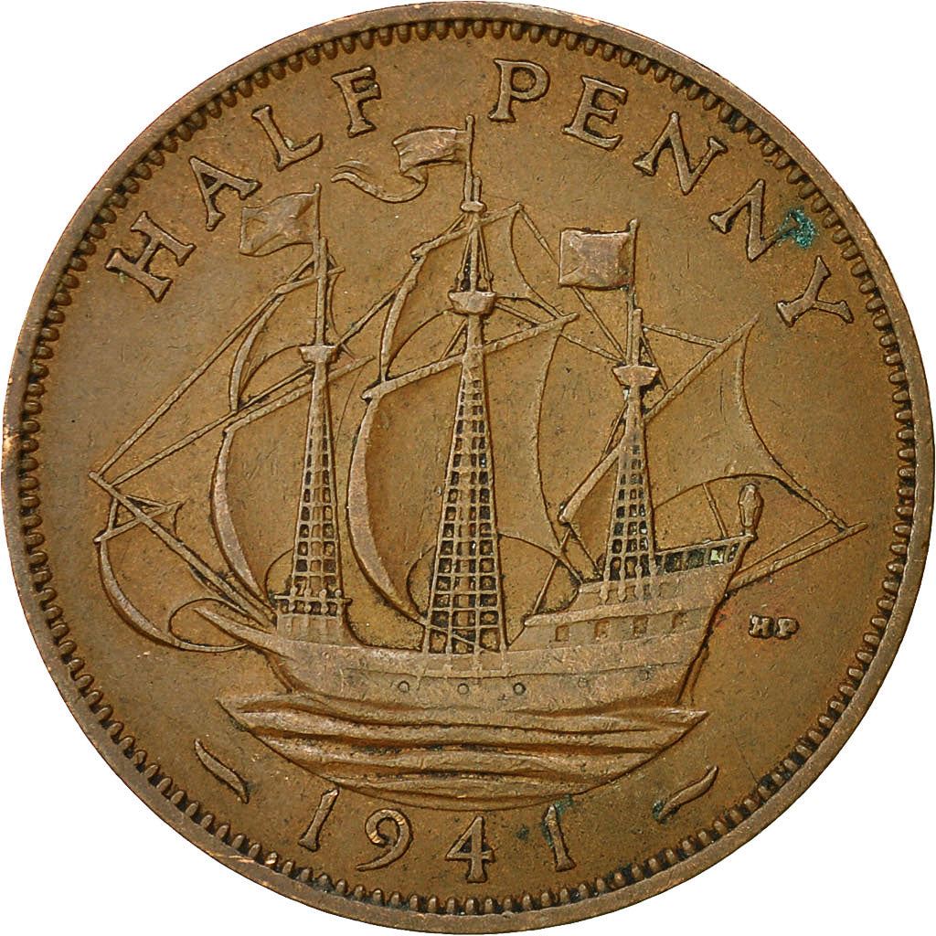 United Kingdom | 1/2 Penny Coin | George VI | KM:844 | 1937 - 1948