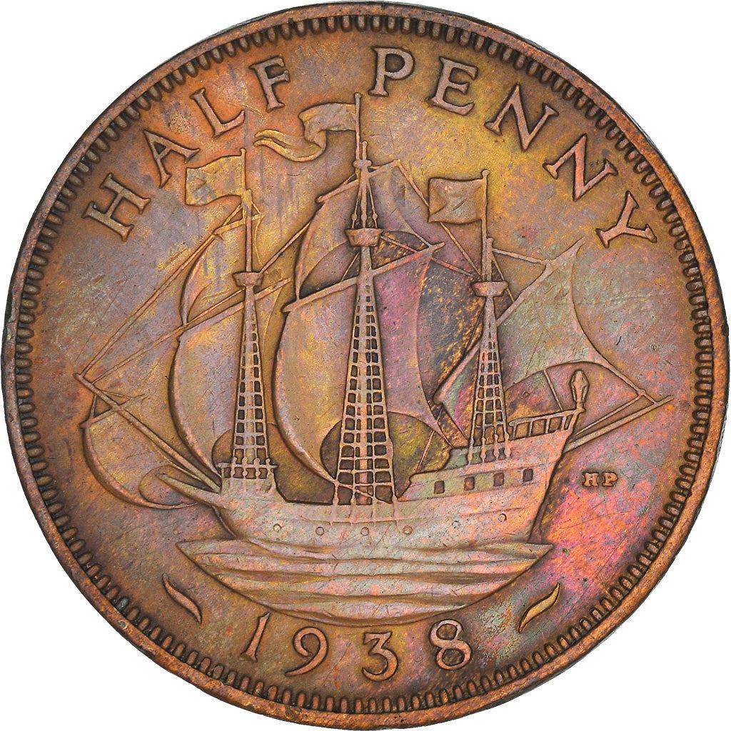 United Kingdom | 1/2 Penny Coin | George VI | KM:844 | 1937 - 1948