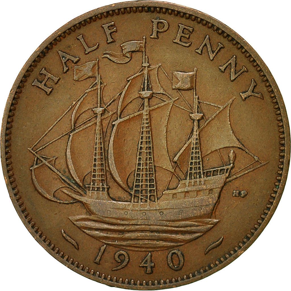 United Kingdom | 1/2 Penny Coin | George VI | KM:844 | 1937 - 1948