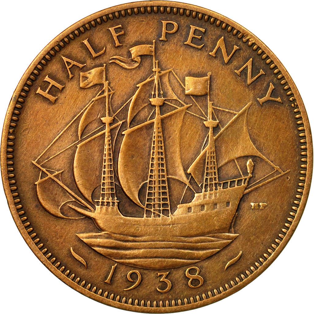 United Kingdom | 1/2 Penny Coin | George VI | KM:844 | 1937 - 1948