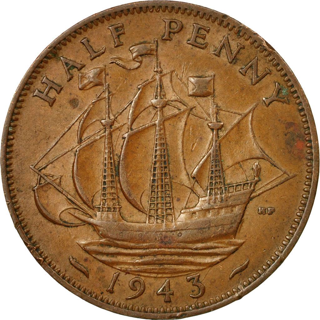 United Kingdom | 1/2 Penny Coin | George VI | KM:844 | 1937 - 1948
