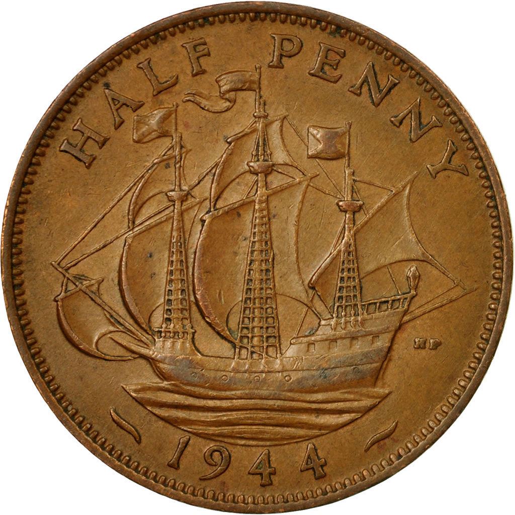 United Kingdom | 1/2 Penny Coin | George VI | KM:844 | 1937 - 1948