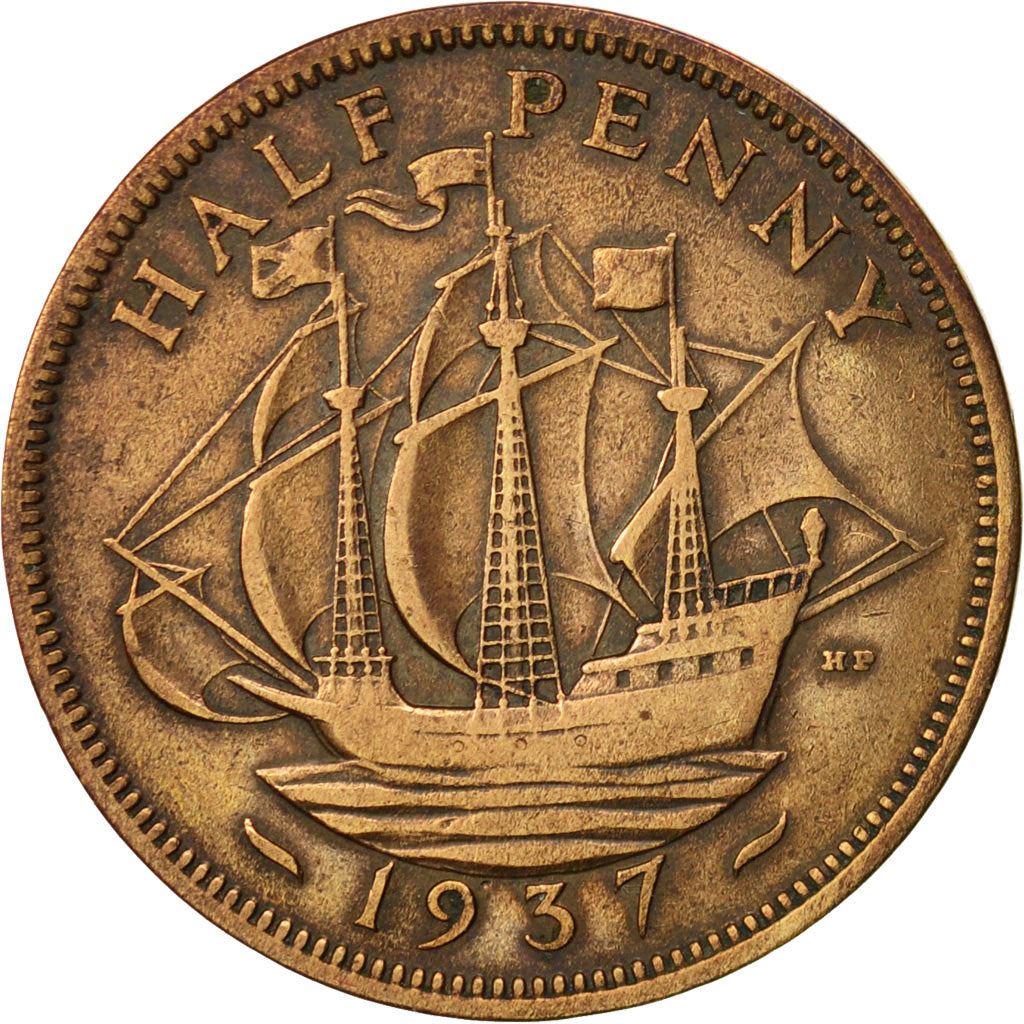 United Kingdom | 1/2 Penny Coin | George VI | KM:844 | 1937 - 1948