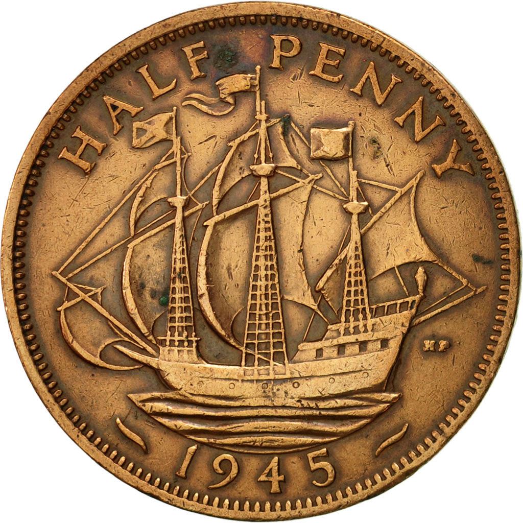 United Kingdom | 1/2 Penny Coin | George VI | KM:844 | 1937 - 1948