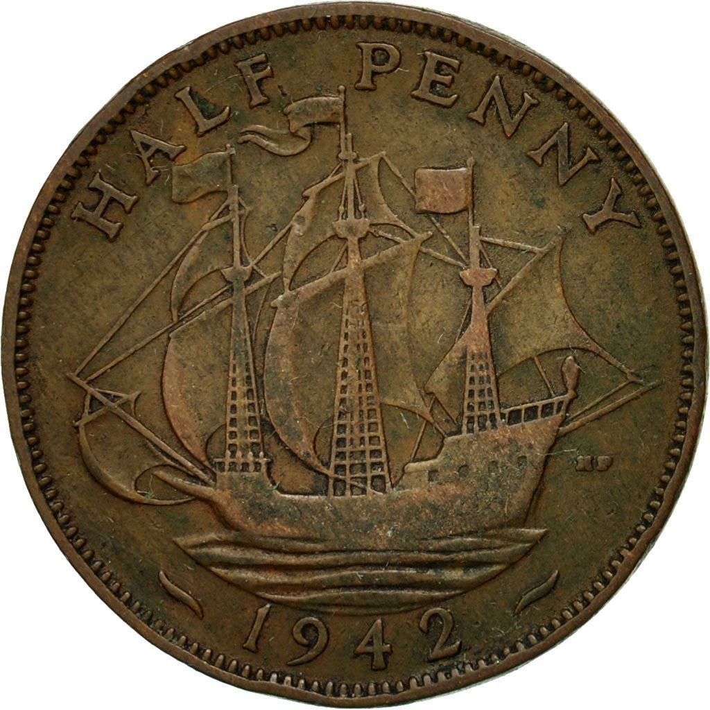United Kingdom | 1/2 Penny Coin | George VI | KM:844 | 1937 - 1948