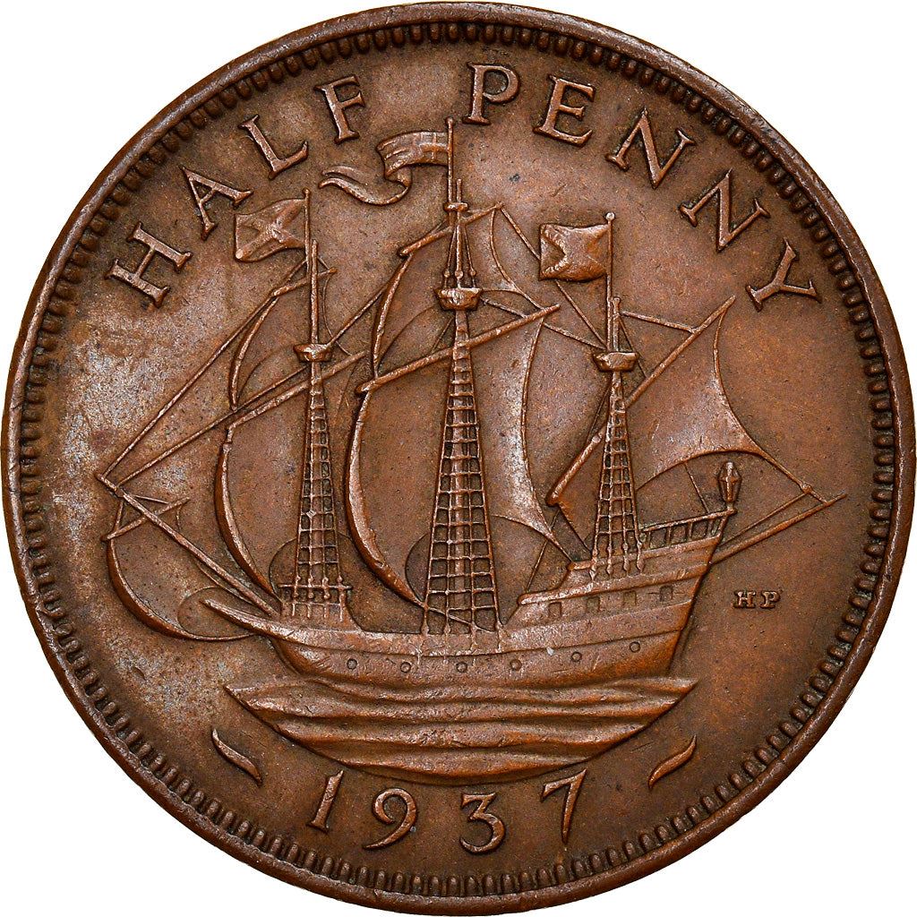 United Kingdom | 1/2 Penny Coin | George VI | KM:844 | 1937 - 1948